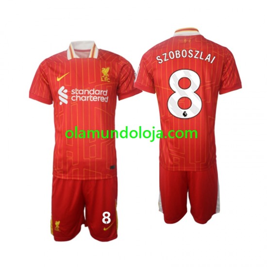 Camisola Liverpool Szoboszlai 8 Criança Equipamento Primeiro 2024-2025 Manga Curta